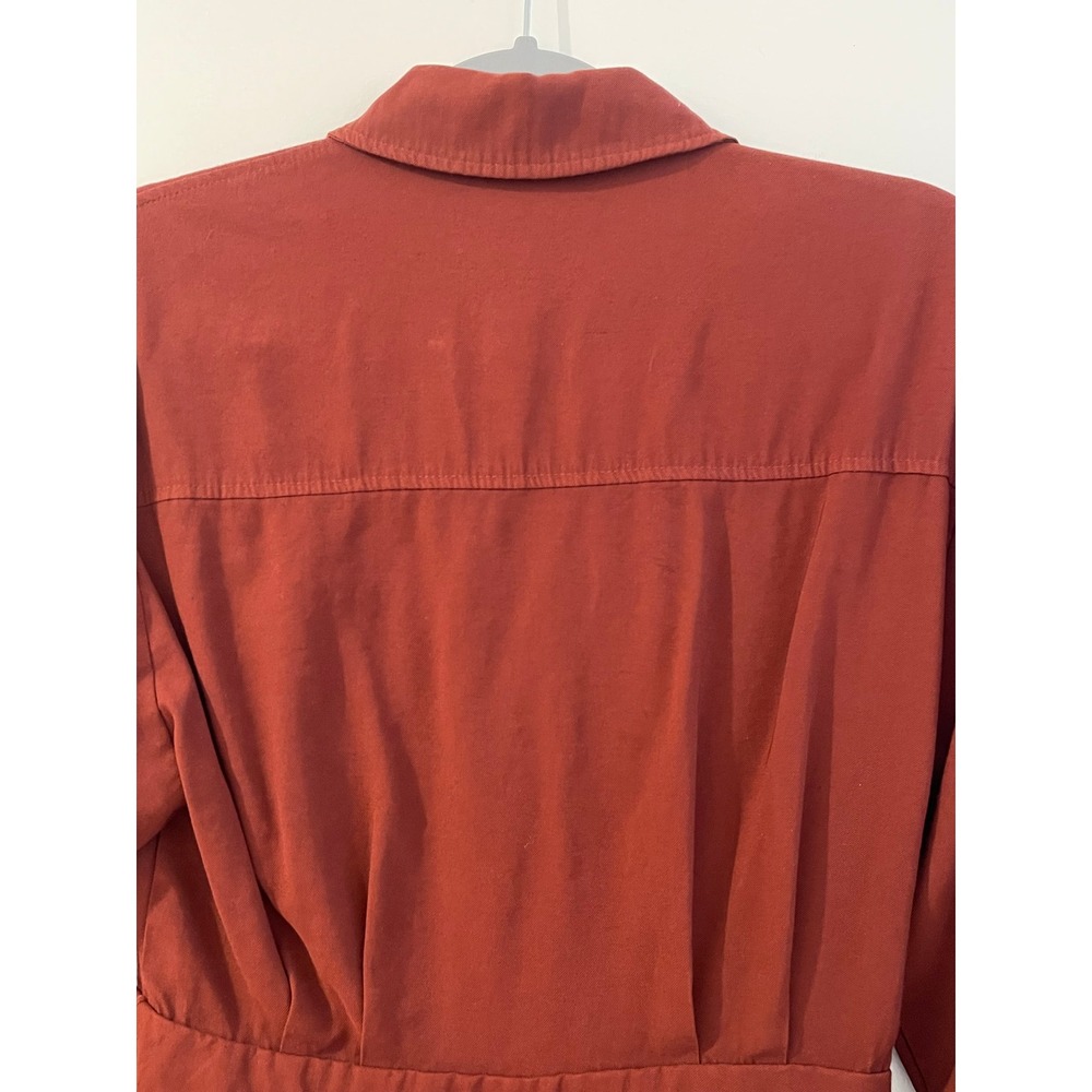 MNG Mango Rust Red Utility Cargo Jumpsuit Long Sleeve Small Fall Fashion - Picture 7 of 11